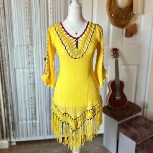 somya collection fringe dress with crochet detailing